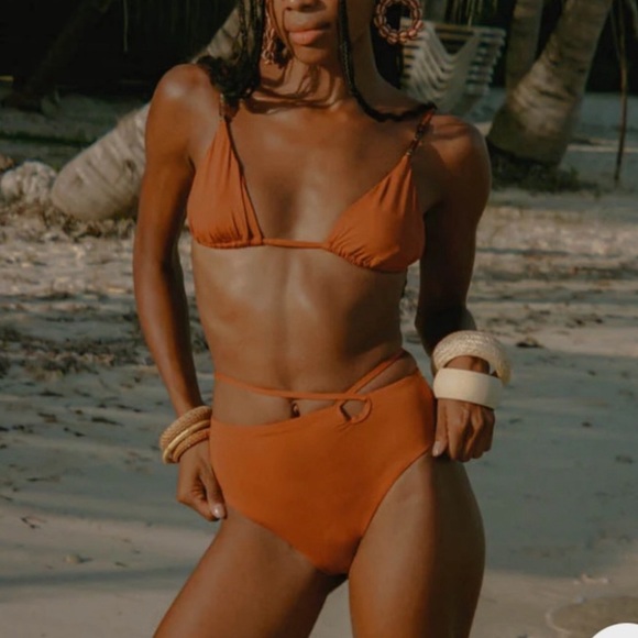 WeWoreWhat Cooper Tie Bikini Top and Bottom - Sahara - Picture 1 of 2